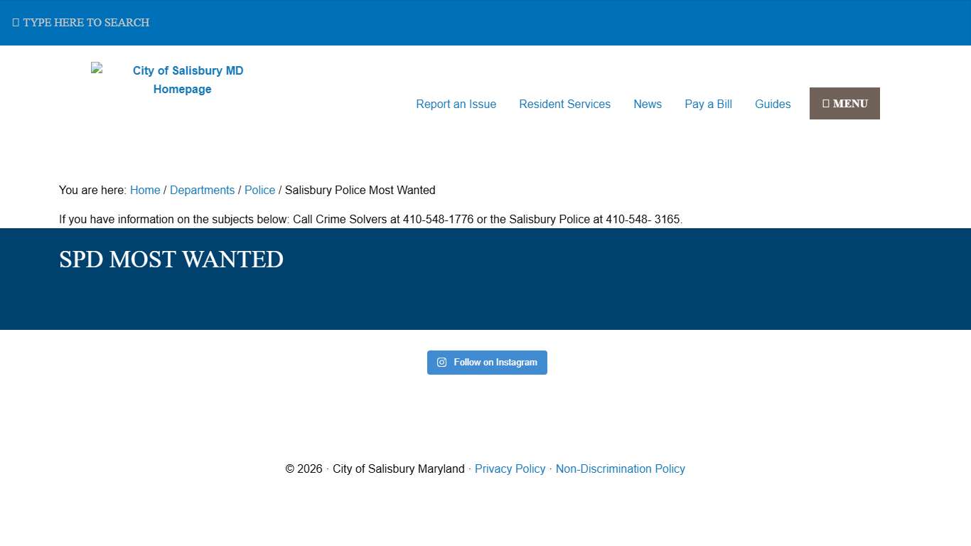 Salisbury Police Most Wanted